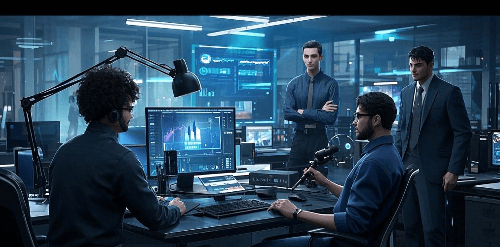 An image portraying a bustling digital workspace, symbolizing the 2025 creator economy. In the foreground, there are multiple monitors displaying various social media platforms like TikTok, Instagram, and YouTube, with graphs showing the growth trends of influencer marketing. On the table, there are notes scribbled with ideas for content creation, including concepts for immersive AR and VR experiences. In the background, an open window reveals a cityscape filled with skyscrapers, each representing a brand or a content creator making an impact in the influencer - driven market. The overall scene reflects the dynamic and growing nature of the creator economy in 2025, where technology and creativity converge to shape the future of marketing.